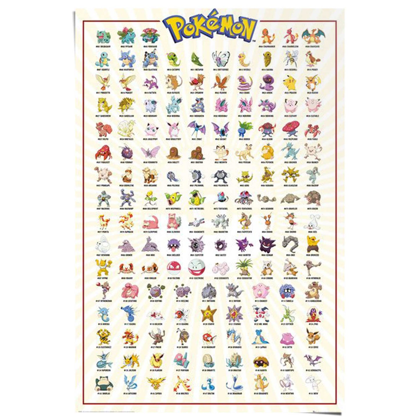 Poster Pokemon - kanto 151 english 91,5x61