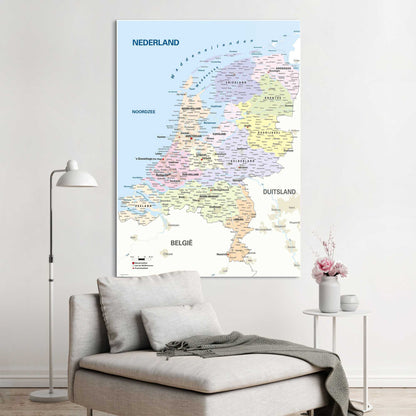 Schilderij Schoolkaart Nederland 140x100