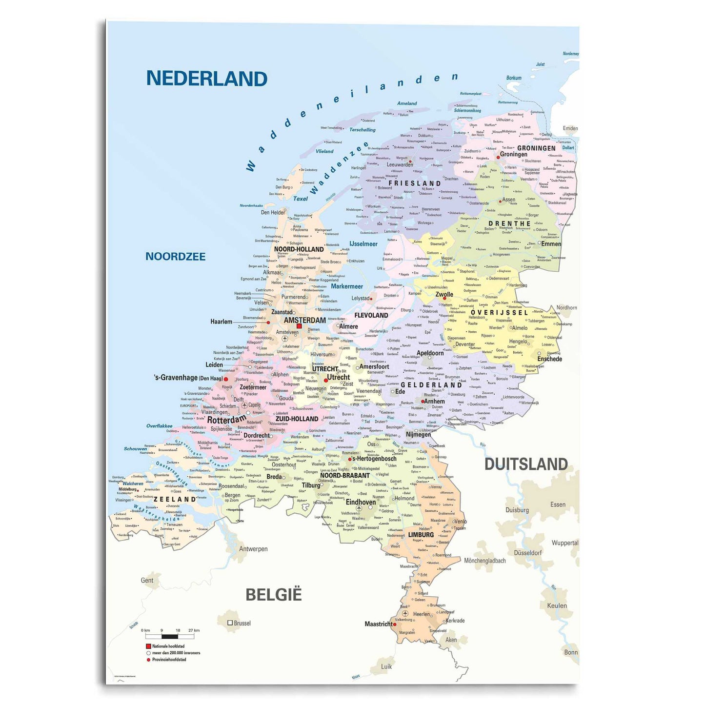 Schilderij Schoolkaart Nederland 140x100