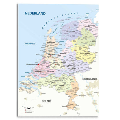 Schilderij Schoolkaart Nederland 140x100