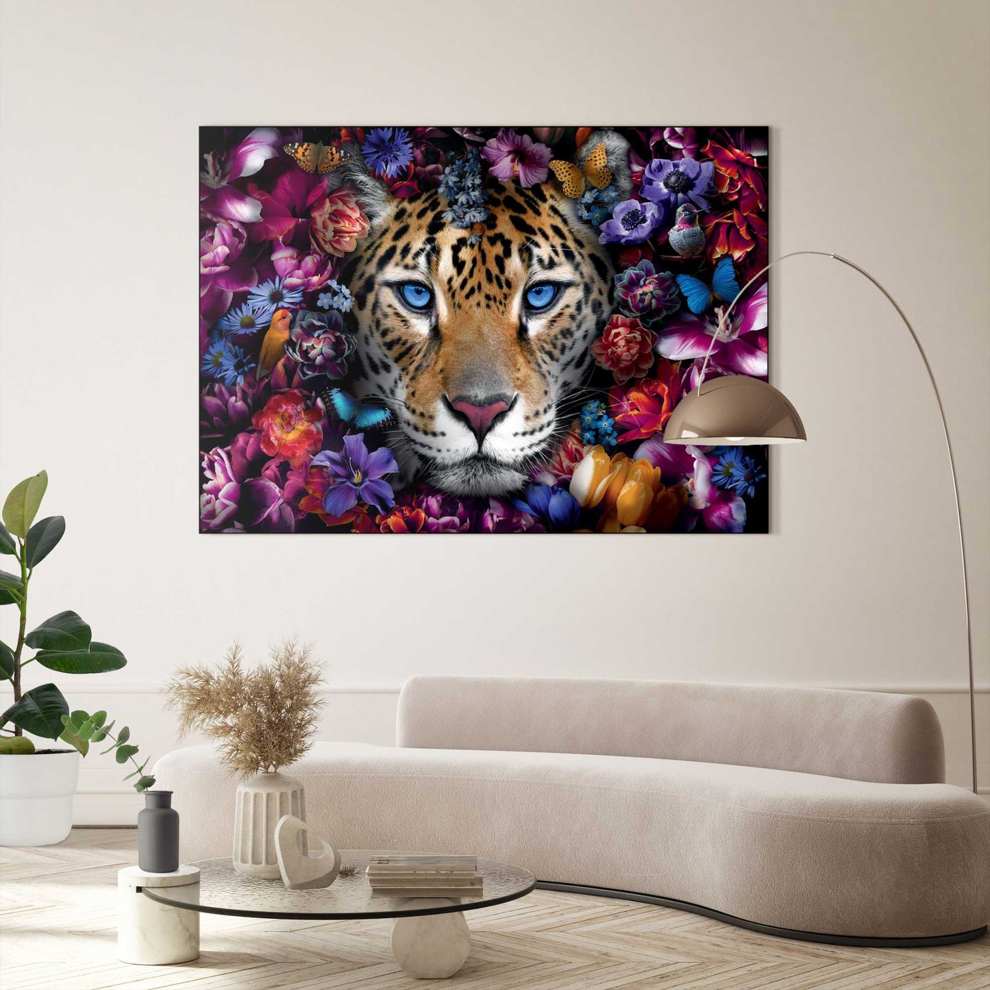 Schilderij Flower Cat 100x140