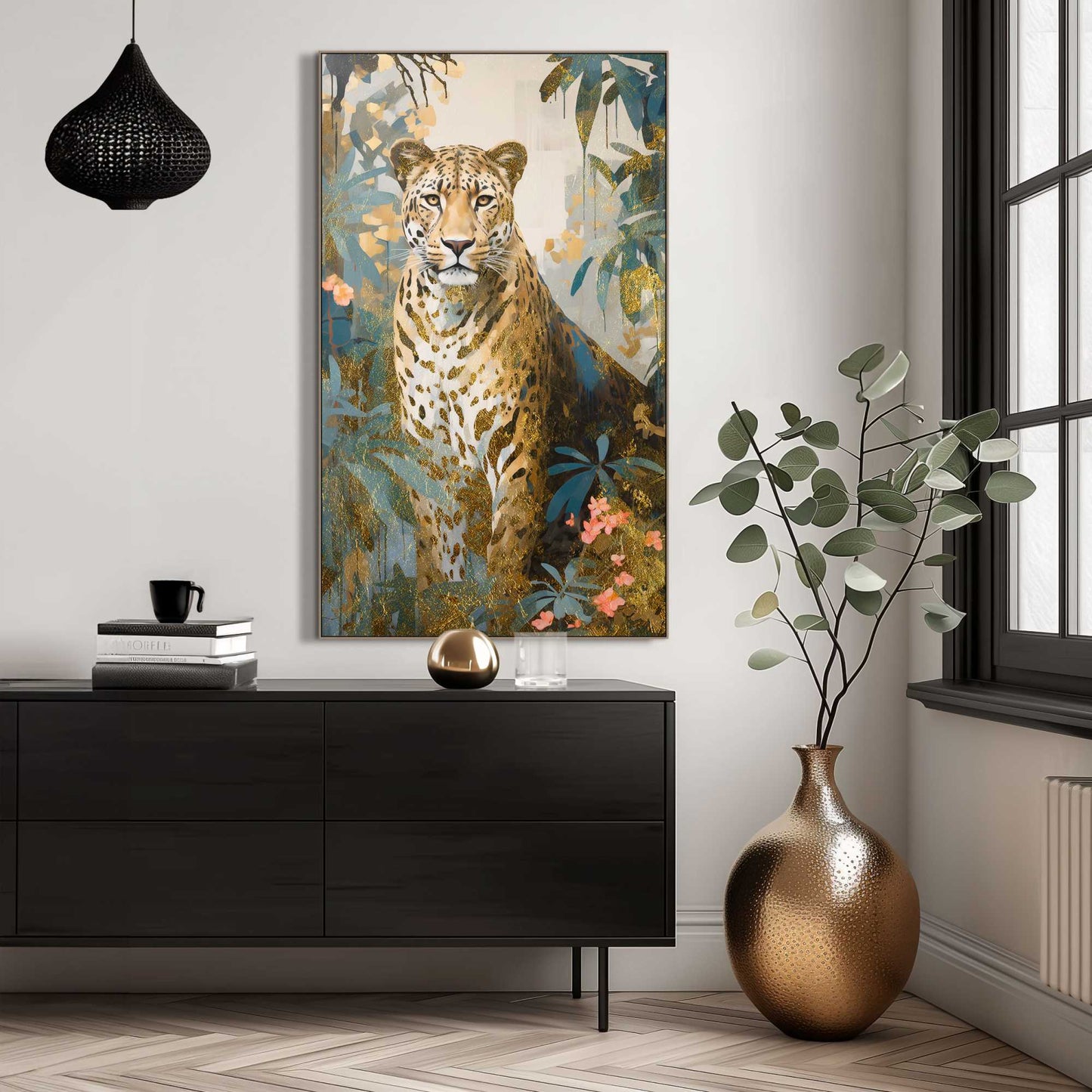Gerahmtes Bild Goldener Tiger 118x70