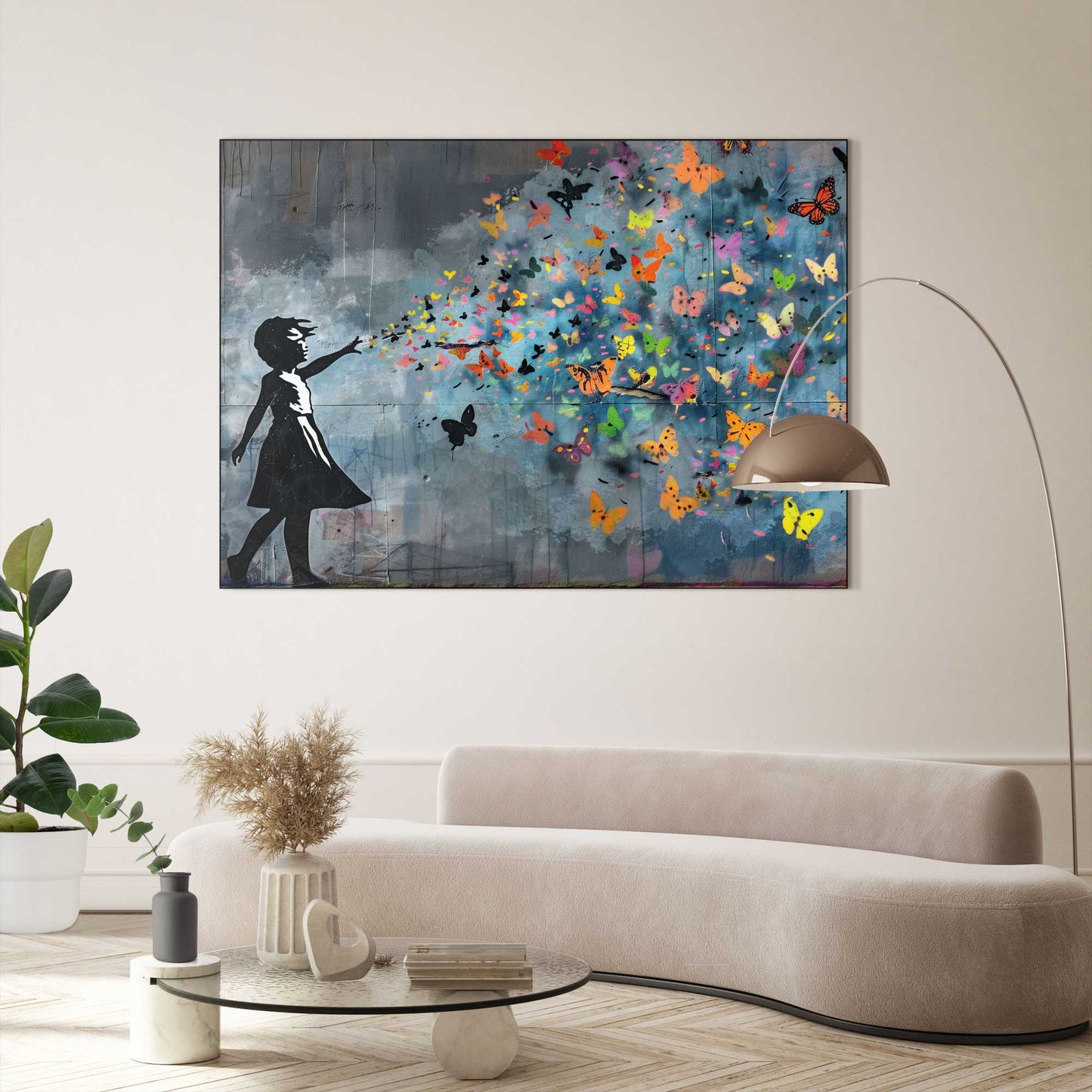 Schilderij Street art vlinders 100x140