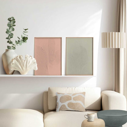 Abstracte wanddecoratie set met structuur Zachte lijnen 40x30 - Reliëf Art - Reinders