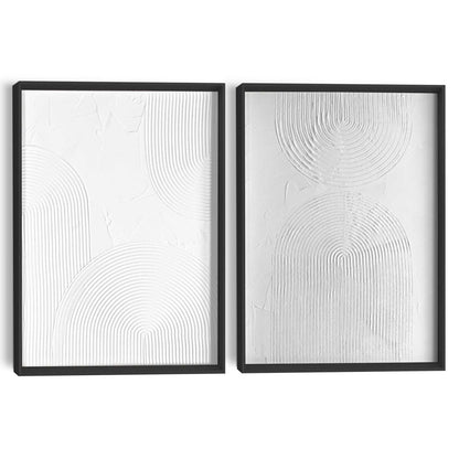 Abstracte wanddecoratie set met structuur Zwart - Wit Evenwicht 40x30 - Reliëf Art - Reinders