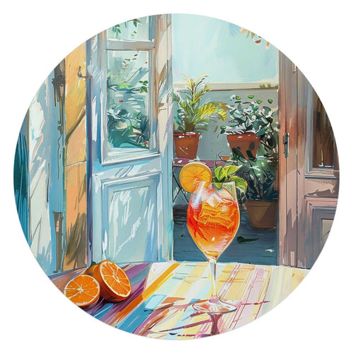 Glasbild Aperol in der Sonne 70 Rund