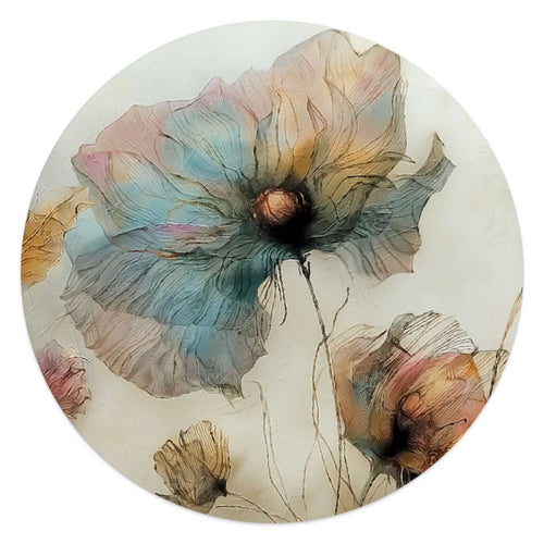 Glasbild Aquarellierte Blumen II 50 Rund