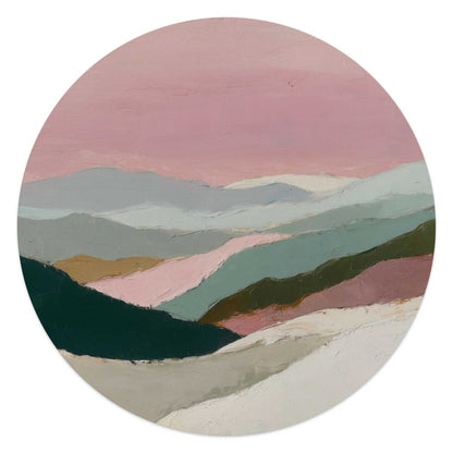 Glasschilderij Bergen in roze wolken I 50 Rond - Reinders