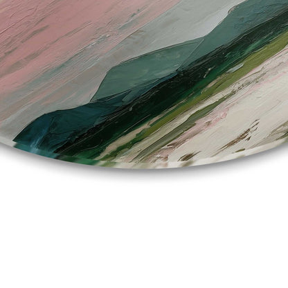 Glasschilderij Bergen in roze wolken II 70 Rond - Reinders