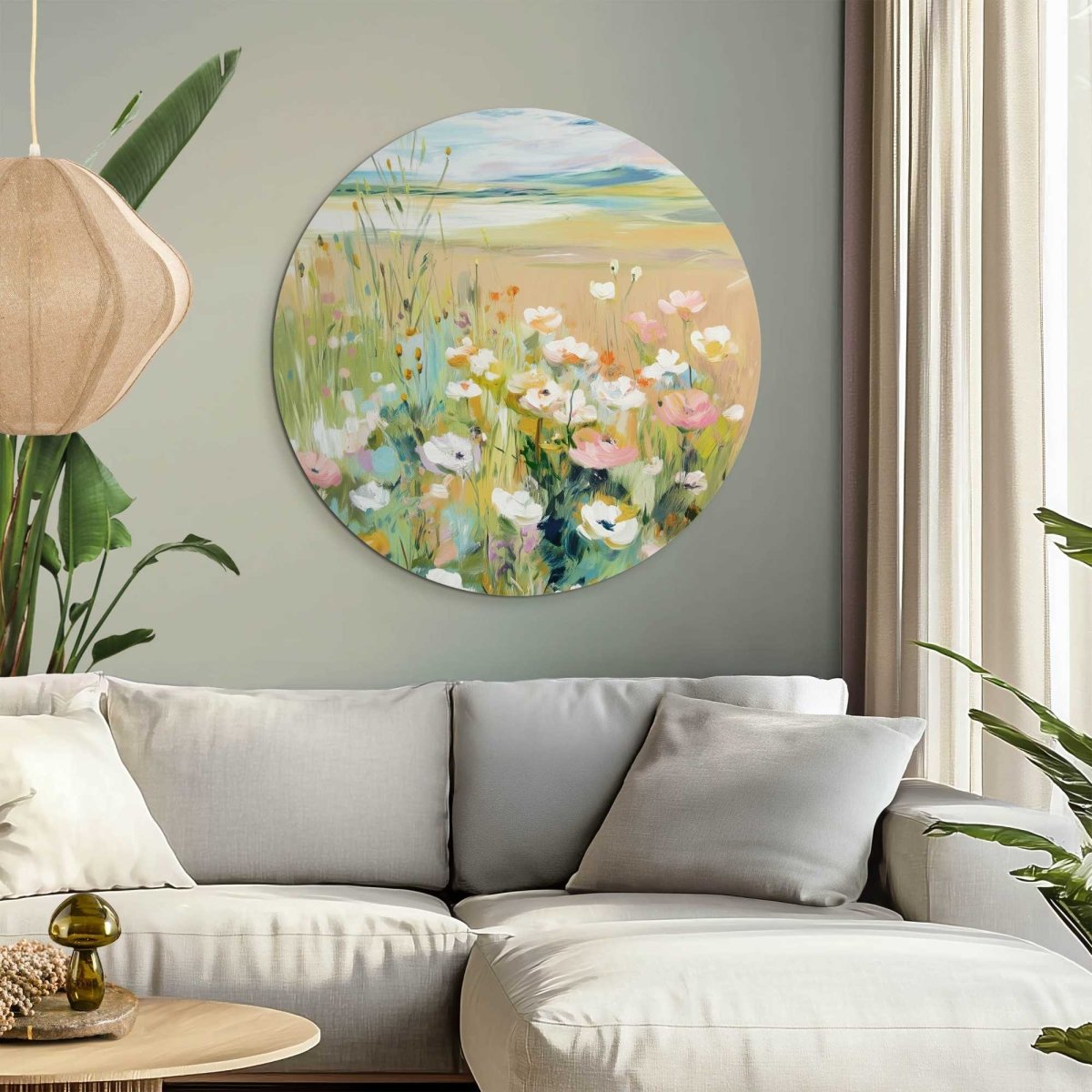 Glasschilderij Bloemenveld in Zomerlicht 70 Rond - Reinders