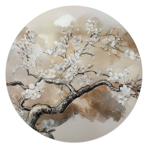 Glasbild Blühender Baum 50 Rund