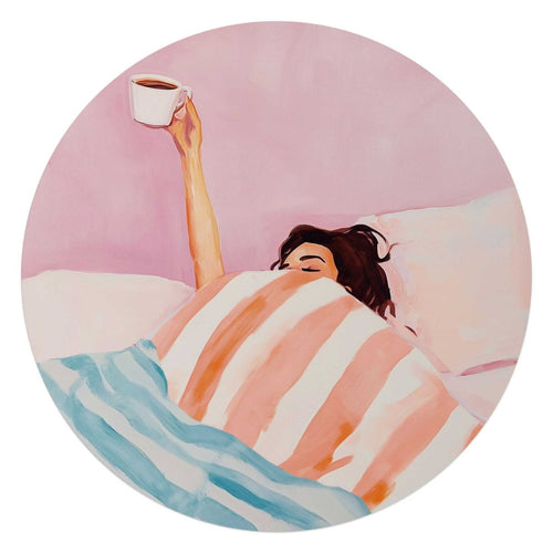 Glasbild Kaffee im Bett 70 Rund