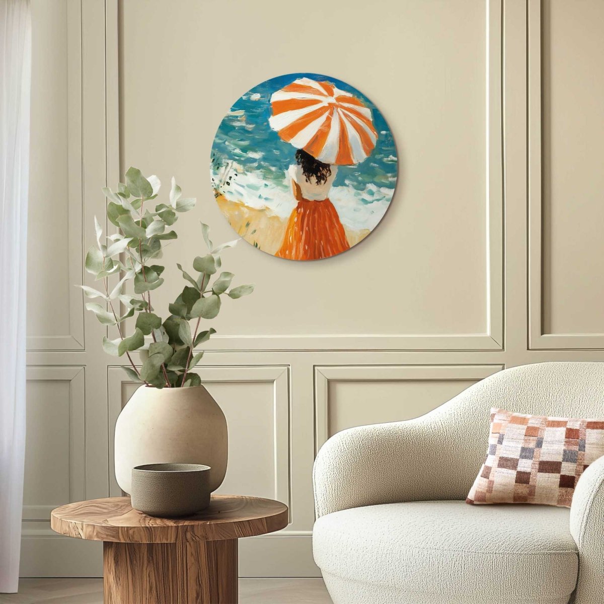 Glasschilderij Meisje met parasol 50 Rond - Reinders