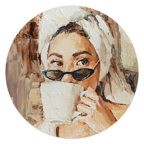 Glasbild Kaffee am Morgen 50 Rund