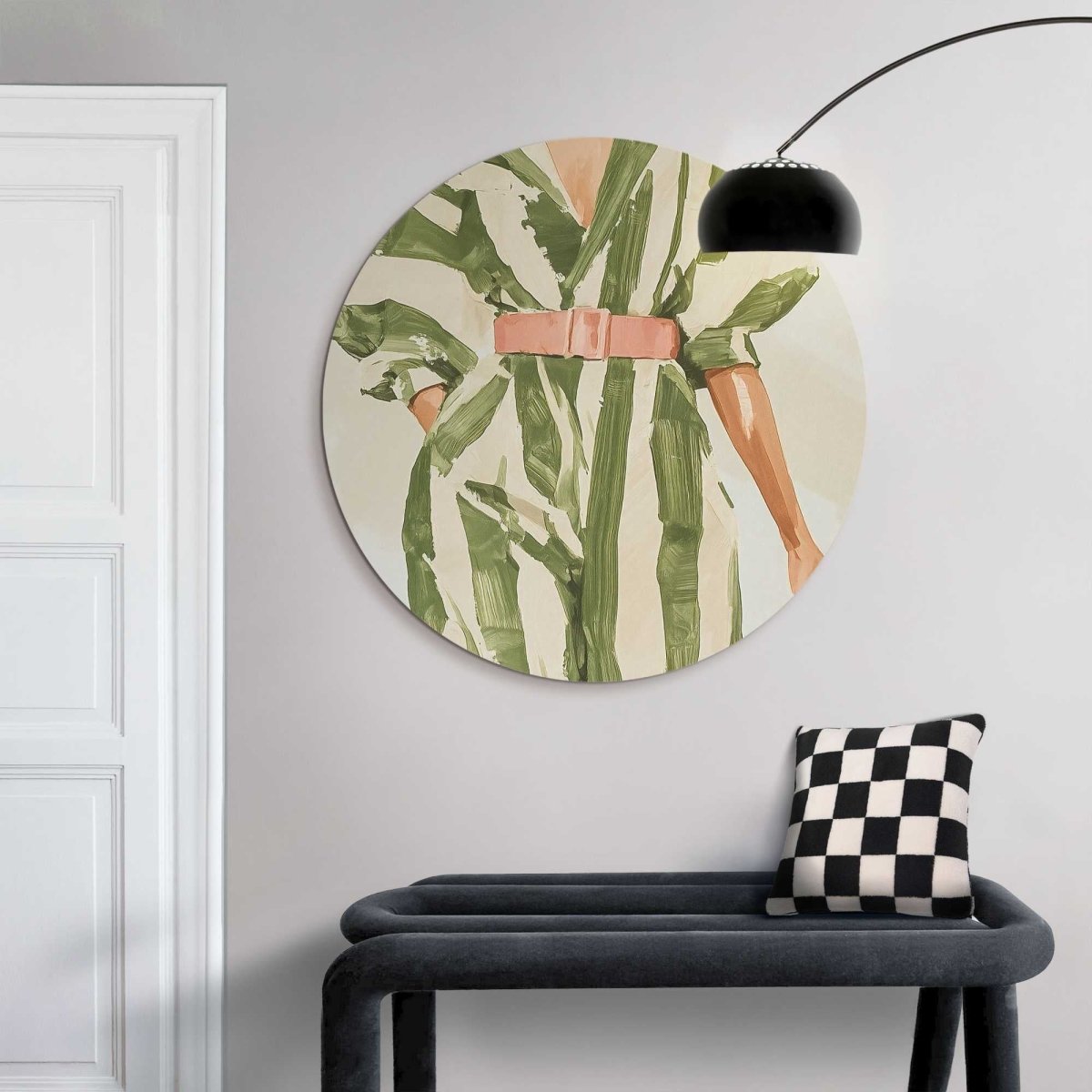 Glasschilderij Outfit groene strepen 70 Rond - Reinders