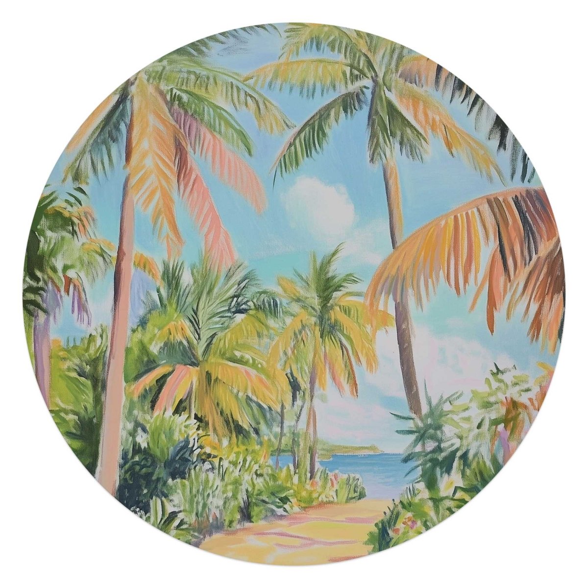 Glasschilderij Pad met palmbomen 70 Rond - Reinders