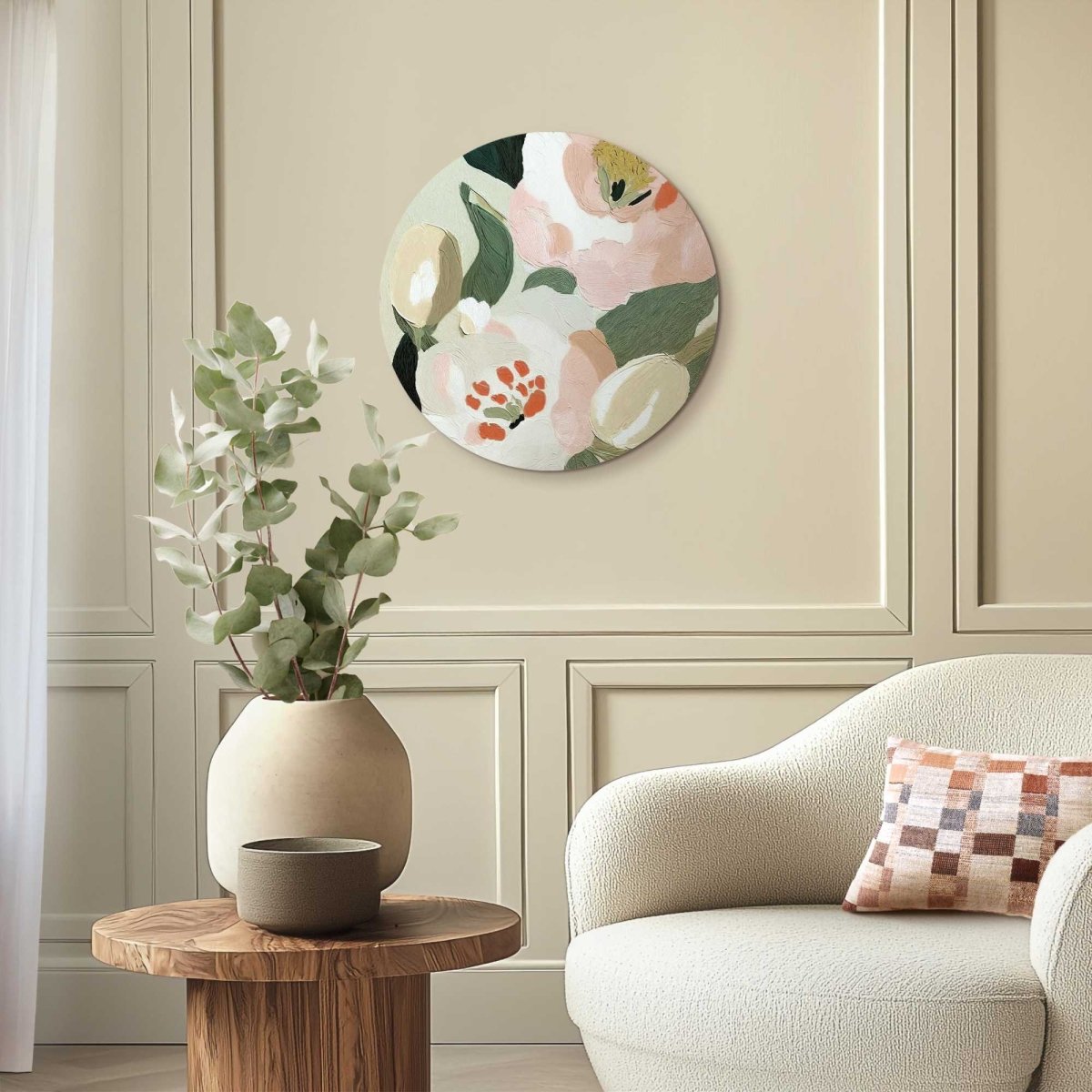 Glasschilderij Pastel bloemen 50 Rond - Reinders