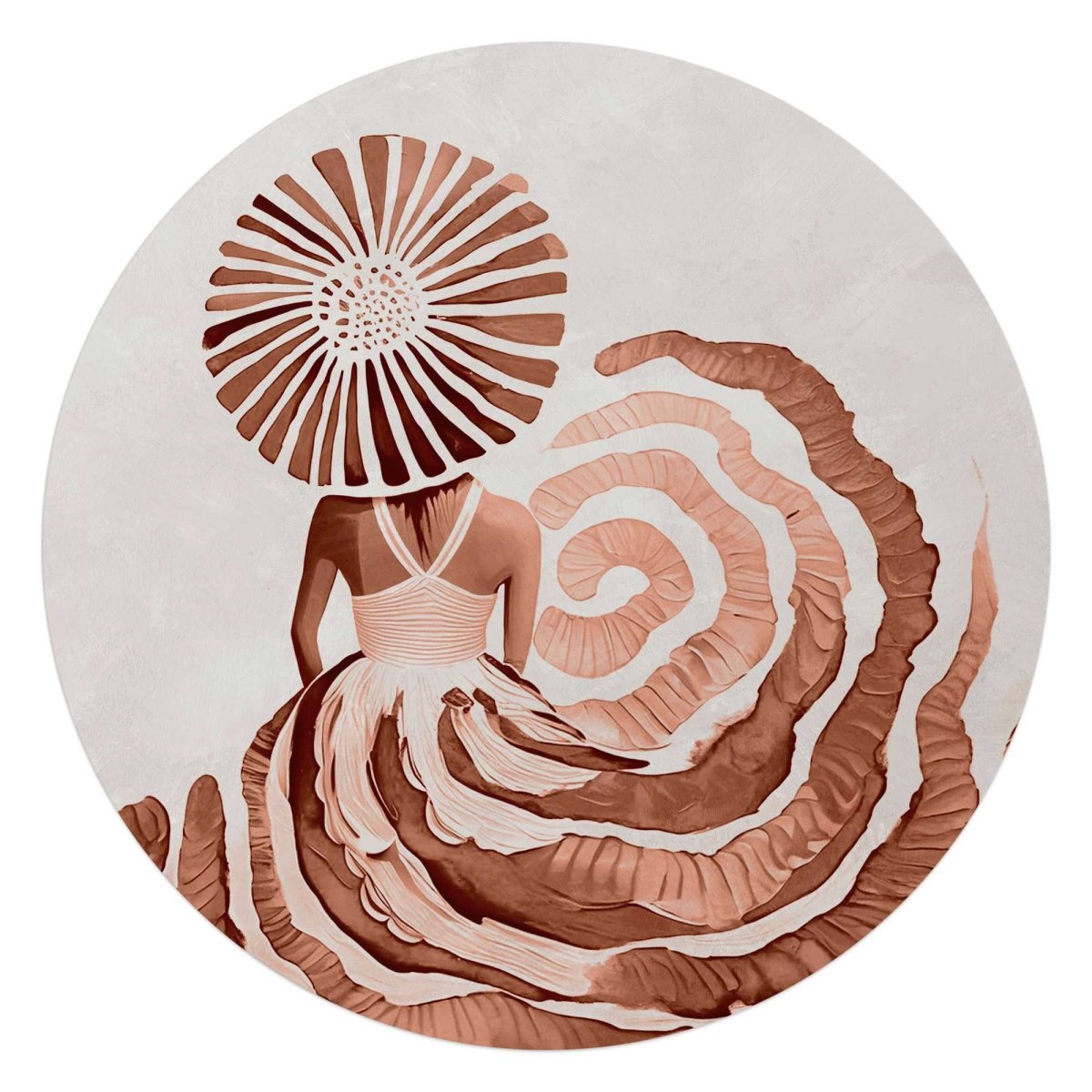 Glasschilderij Ronde jurk terracotta 70 Rond - Reinders
