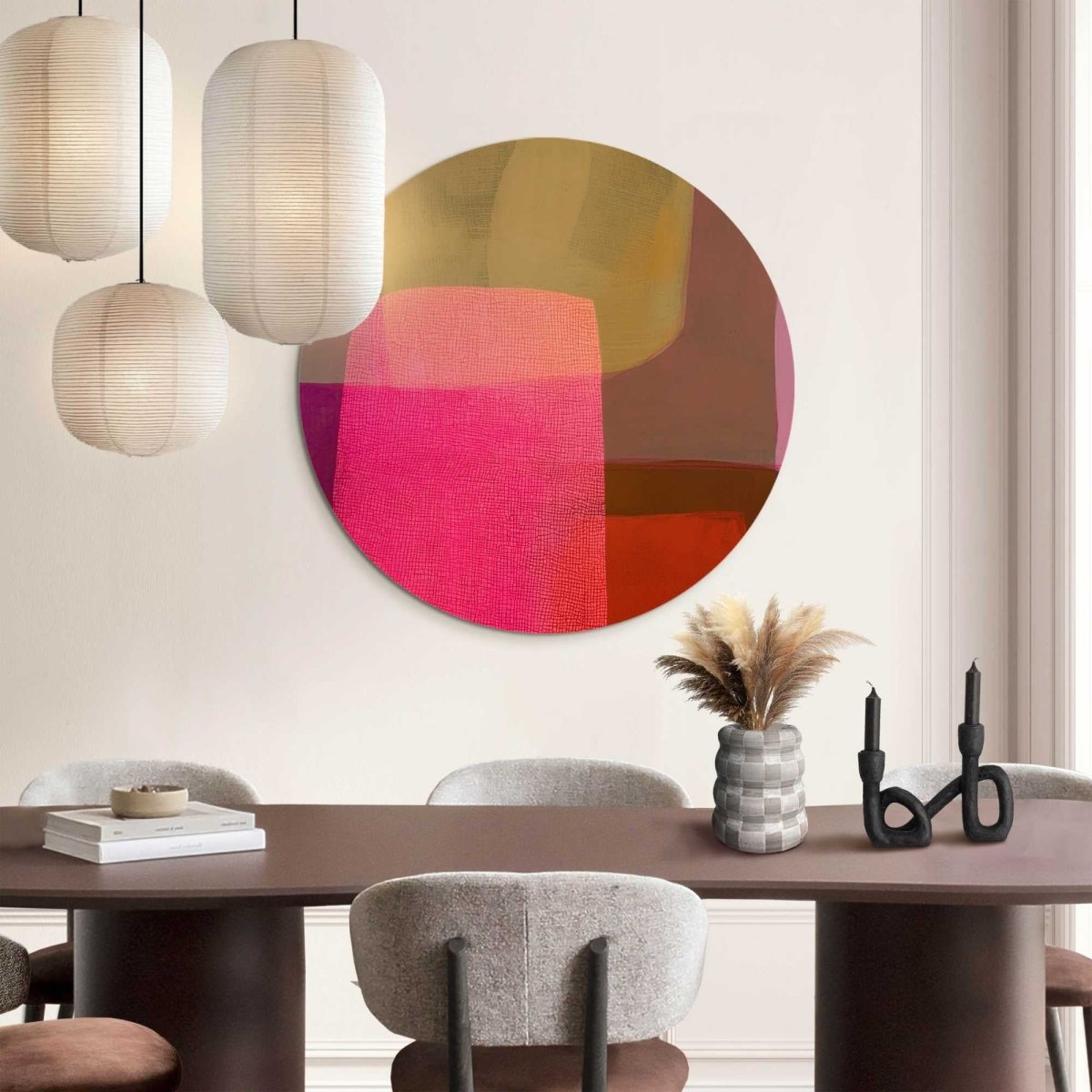 Glasschilderij Roze tinten I 70 Rond - Reinders