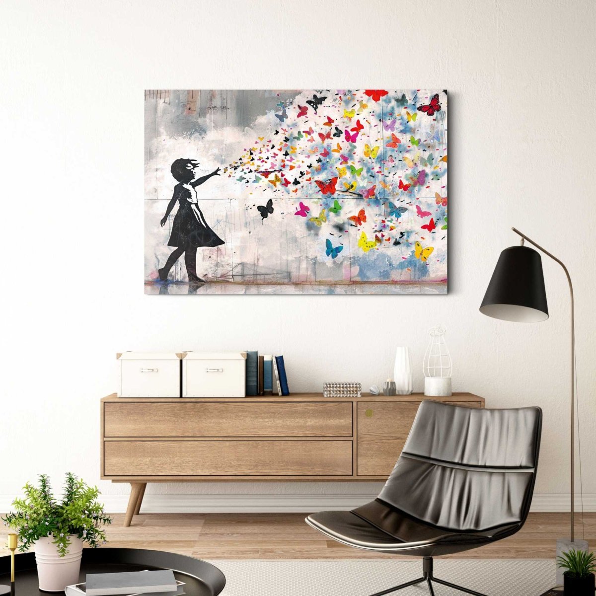 Glasschilderij Street art vlinders 78x116 - Reinders