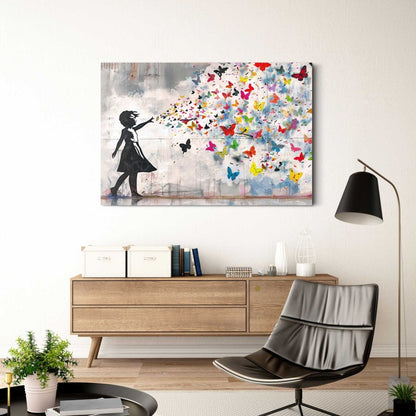 Glasschilderij Street art vlinders 78x116 - Reinders