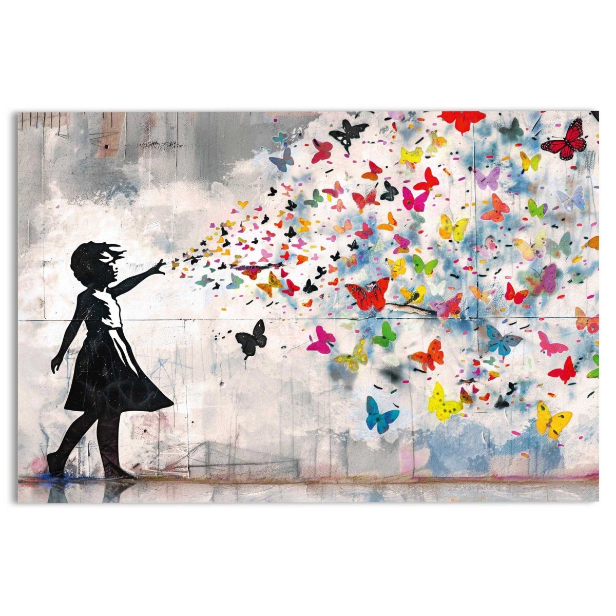 Glasschilderij Street art vlinders 78x116 - Reinders