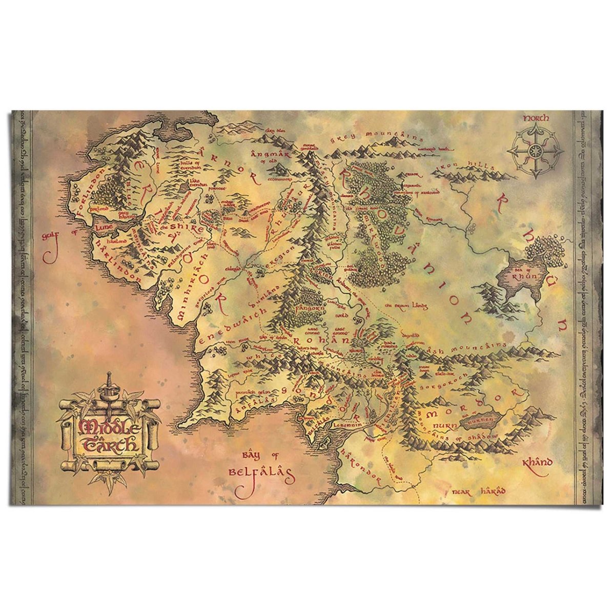 Poster Lord of the Rings - kaart middle earth 61x91,5 - Reinders