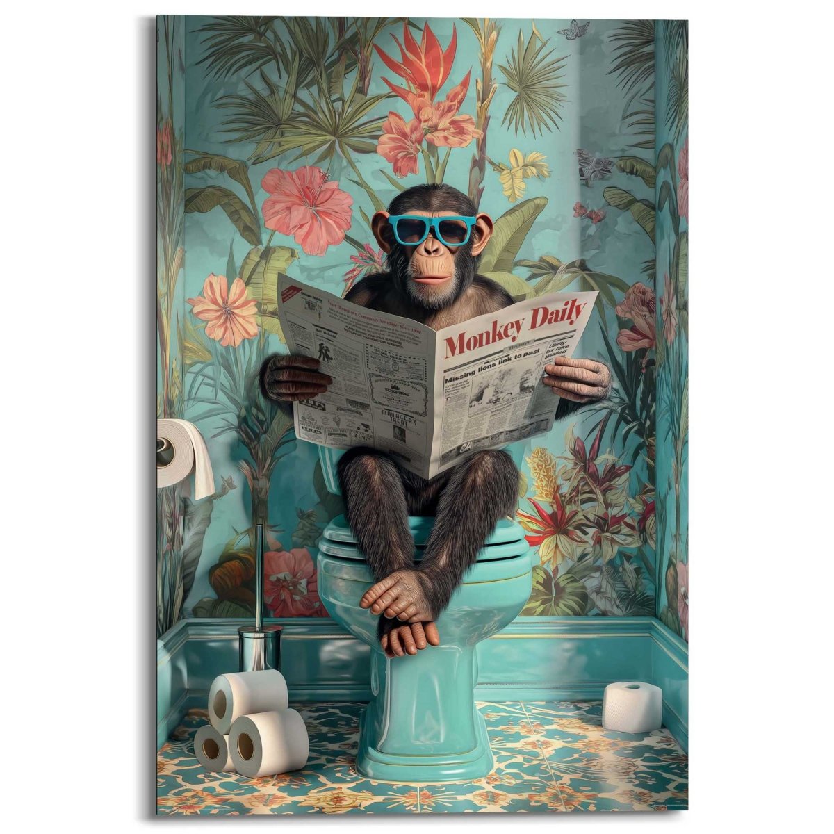 Schilderij Aap op toilet 90x60 - Deco Panel - Reinders
