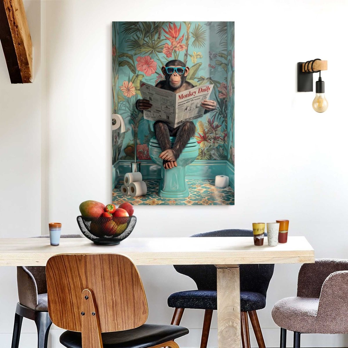 Schilderij Aap op toilet 90x60 - Deco Panel - Reinders