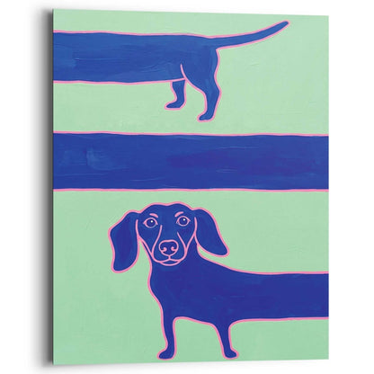 Schilderij Blauwe Teckel 50x40 - Deco Panel - Reinders