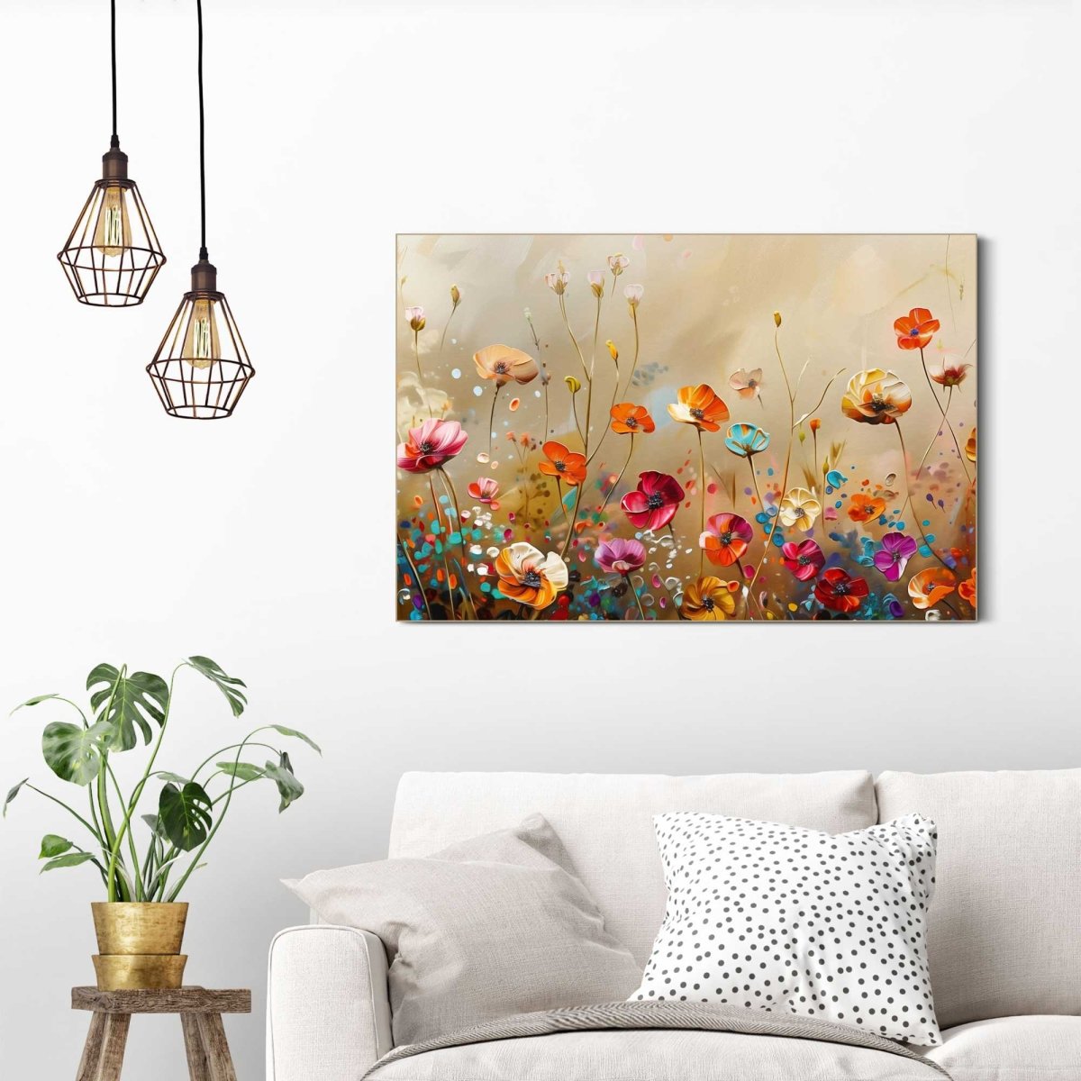 Schilderij Bloeiend Veld 90x60 - Framed Panel - Reinders