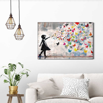 Schilderij Butterfly Girl 60x90 - Reinders