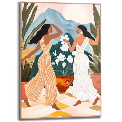 Schilderij Dansende dames 70x50 - Slim Frame - Reinders