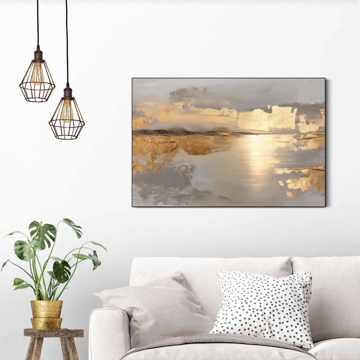 Schilderij Gouden Horizon 60x90 - Framed Panel - Reinders
