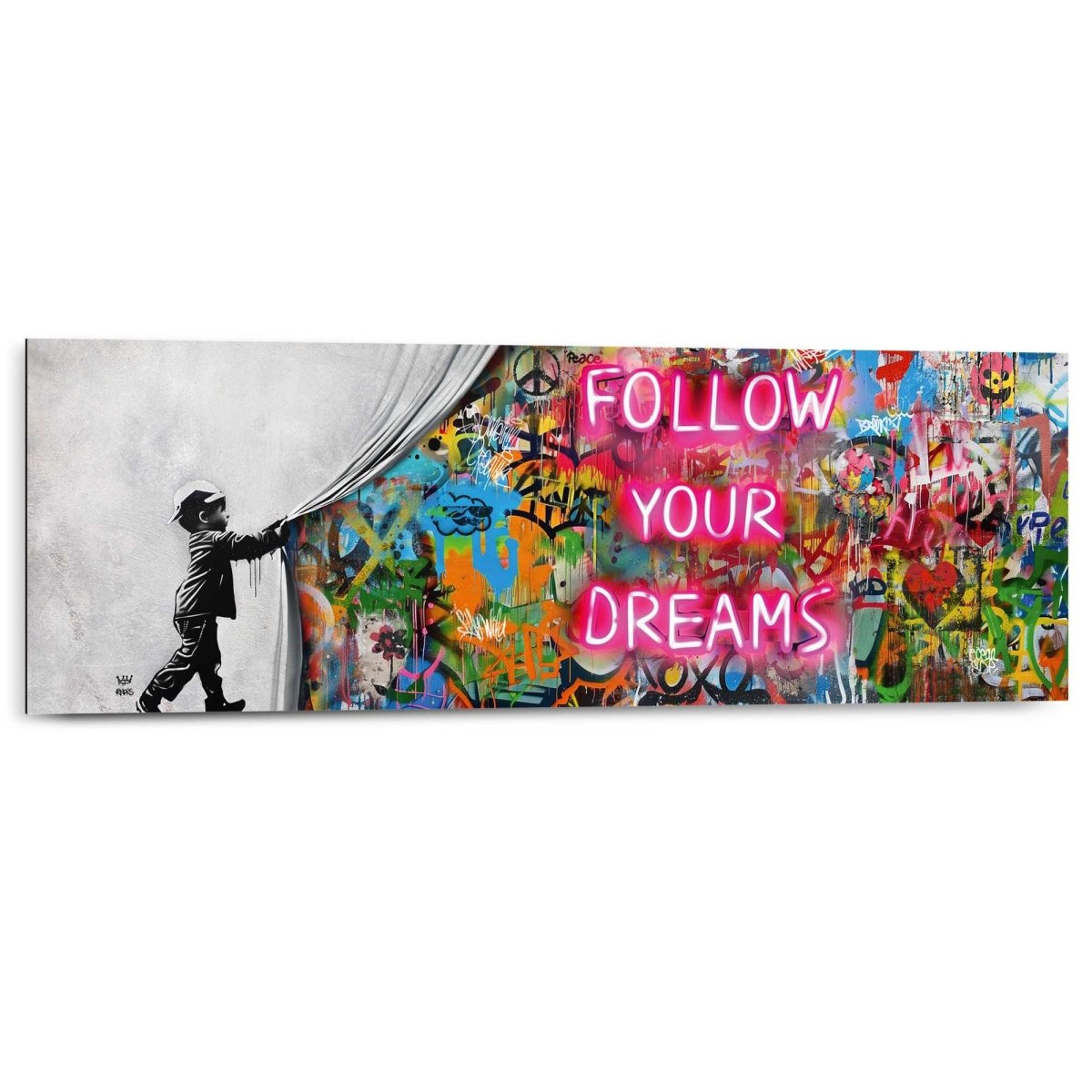 Schilderij Graffiti follow your dreams 30x90 - Reinders