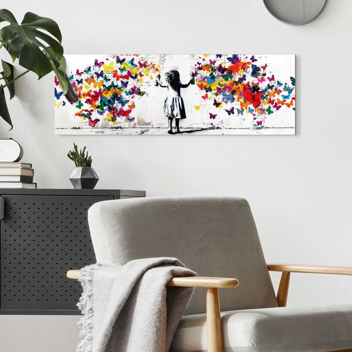 Schilderij Graffiti vlinders 30x90 - Reinders