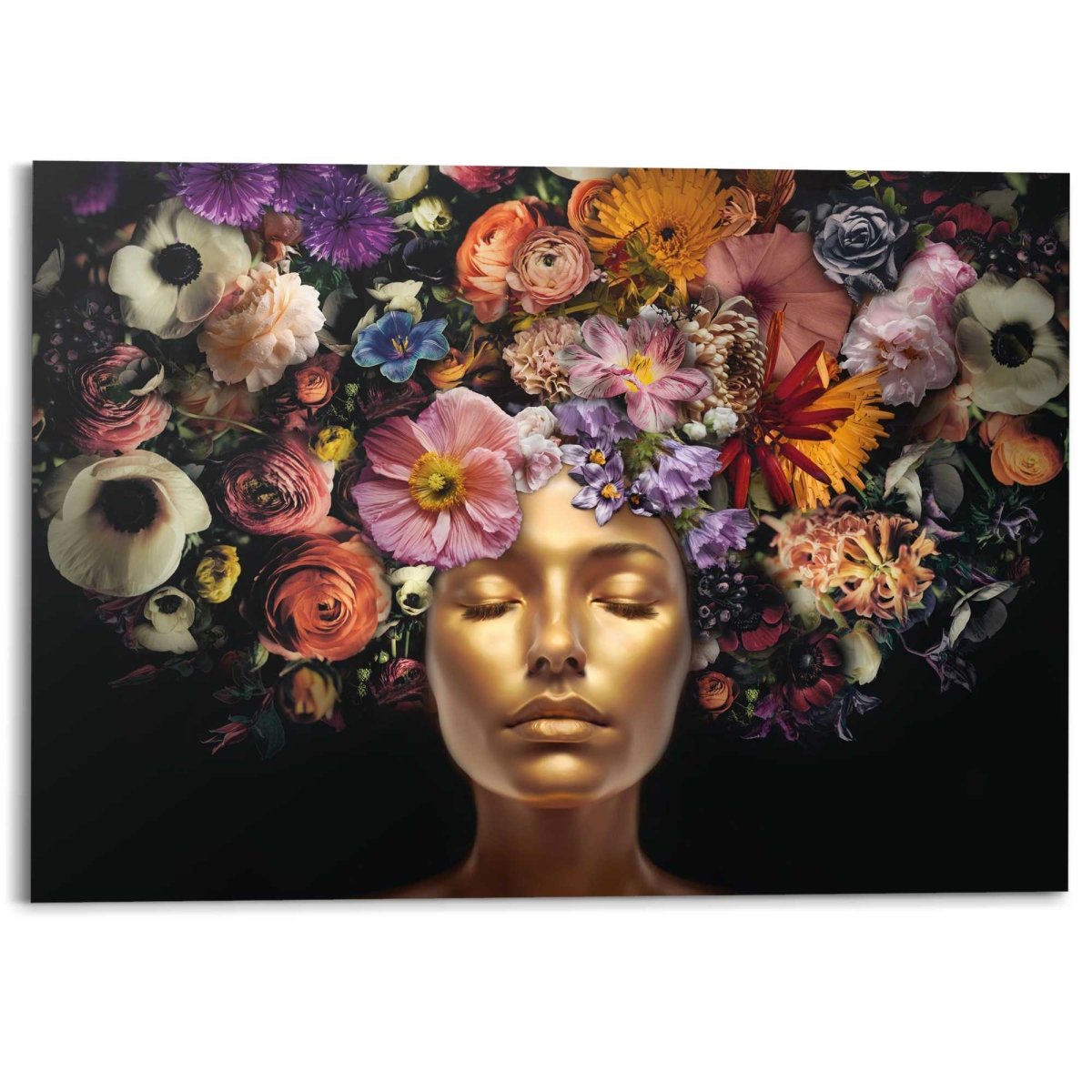 Schilderij Hoofd met bloementooi 100x140 - Reinders