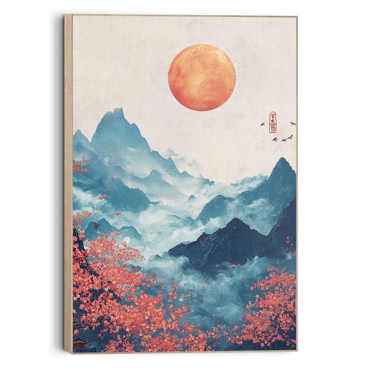 Schilderij Japans landschap 60x90 - Framed Panel - Reinders