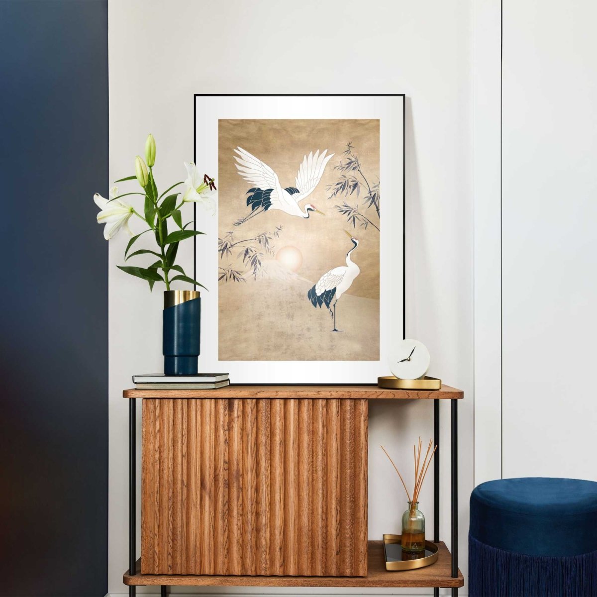 Schilderij Kraanvogels in goud 70x50 - Reinders