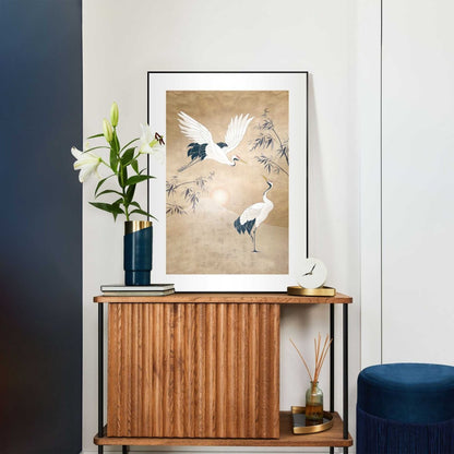 Schilderij Kraanvogels in goud 70x50 - Reinders