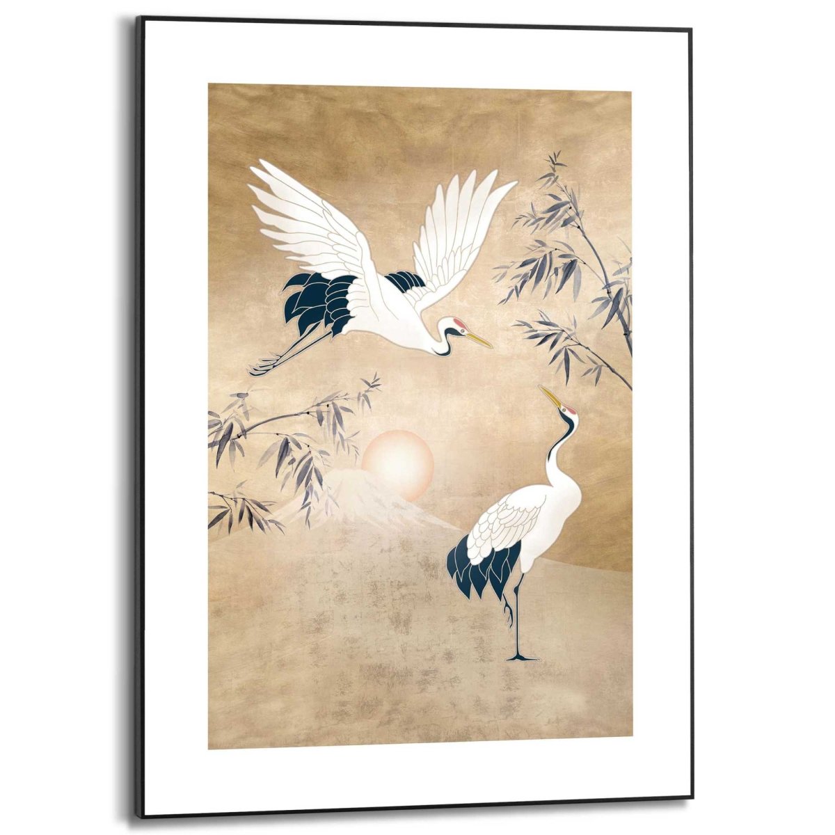 Schilderij Kraanvogels in goud 70x50 - Reinders