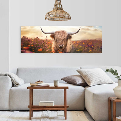Schilderij Lente schotse hooglander 52x156 - Reinders