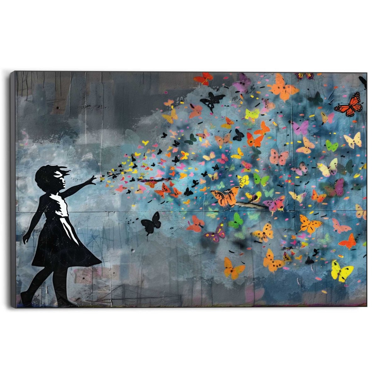 Schilderij Street art vlinders 100x140 - Framed Panel - Reinders