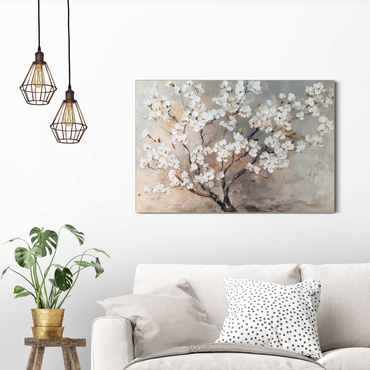 Schilderij Witte bloesem 90x60 - Framed Panel - Reinders