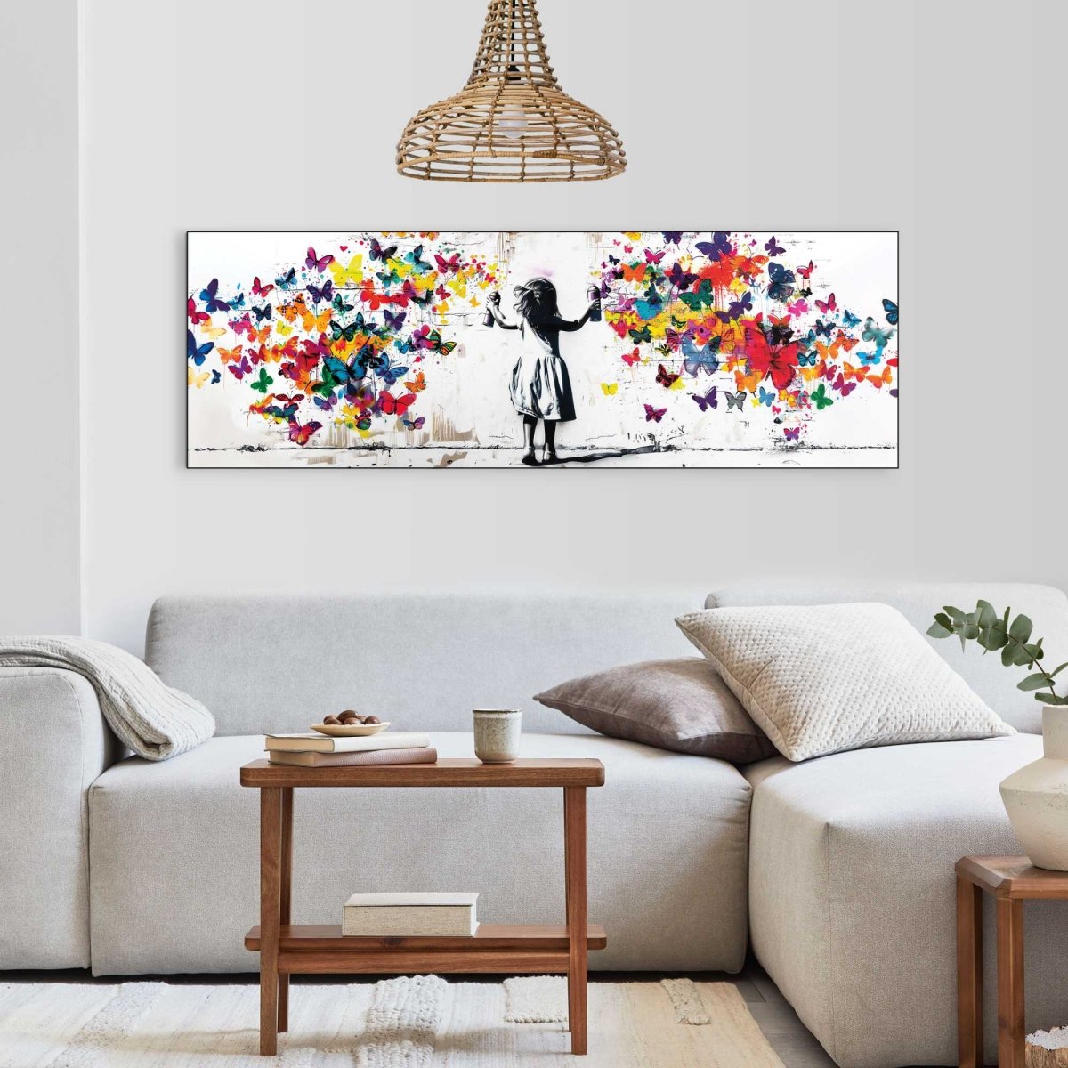 Schilderij Wolk van vlinders 52x156 - Reinders