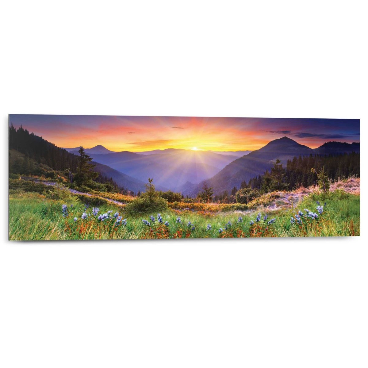 Schilderij Zonsondergang bij de bergen 30x90 - Reinders