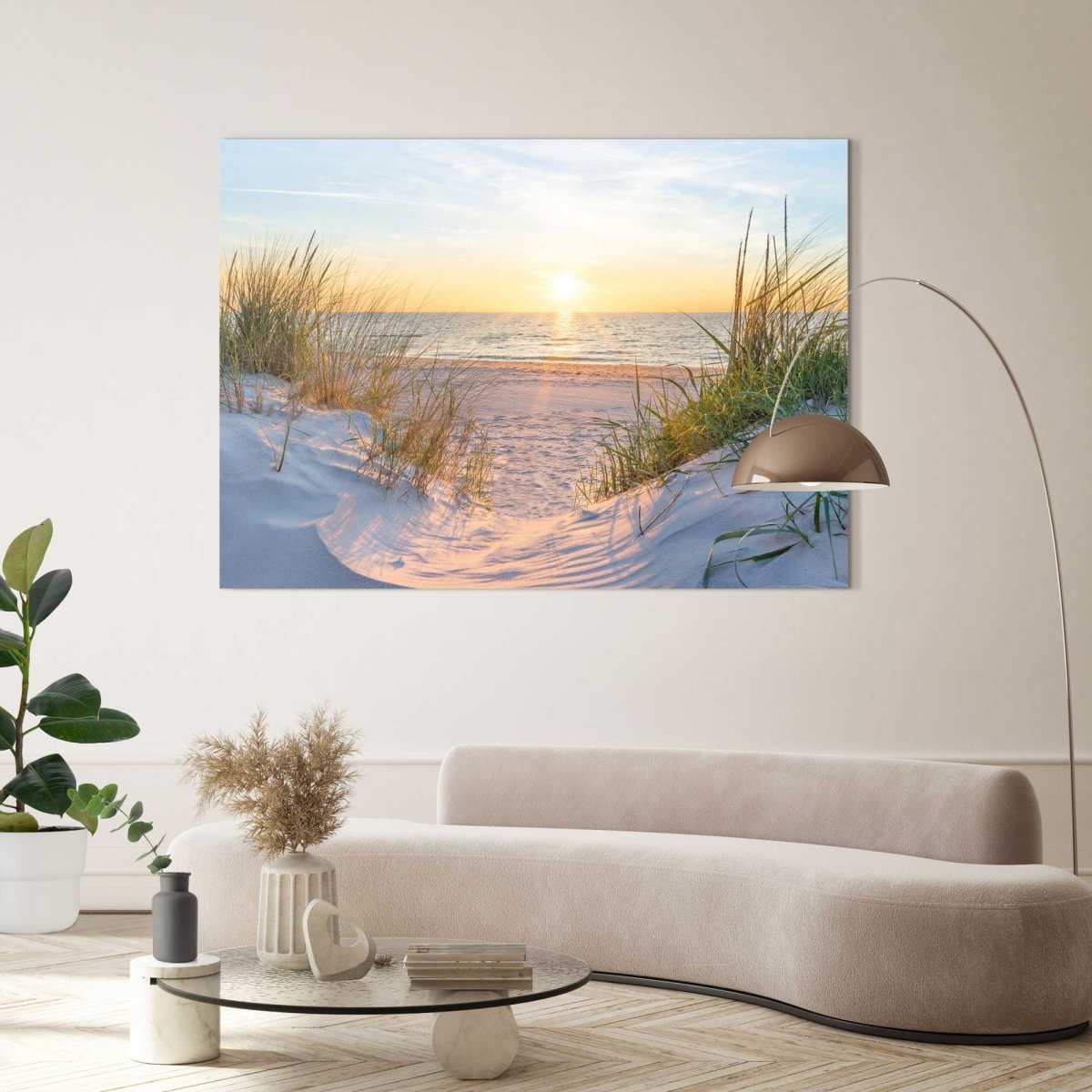 Schilderij Zonsondergang bij de duinen 100x140 - Reinders
