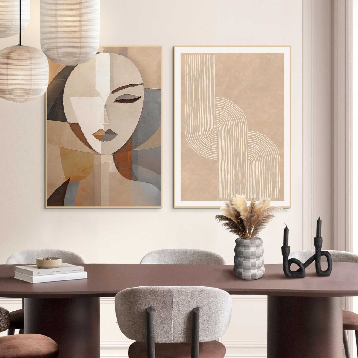 Schilderijen set Abstract portret 70x50 - Slim Frame - Reinders