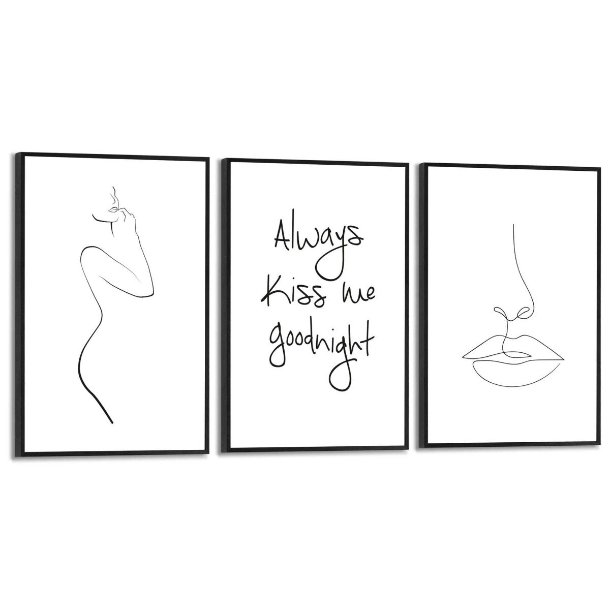 Schilderijen set Always kiss me goodnight 30x20 - Slim Frame - Reinders