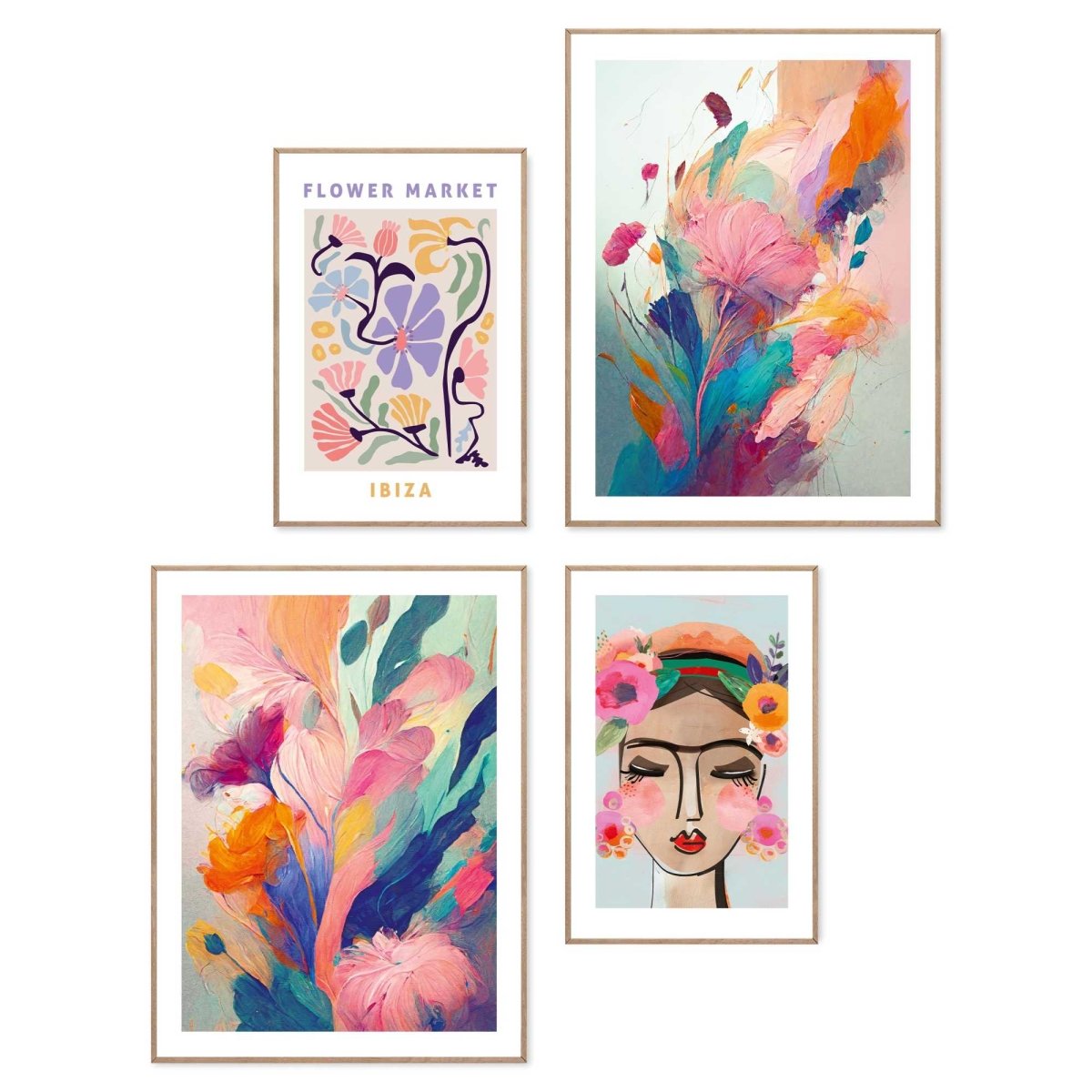 Schilderijen set Floral Colourful 40x30 - Reinders